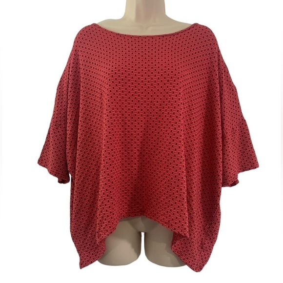 Habitat Boxy Lagenlook Red Black Pullover Blouse Top - Picture 1 of 7